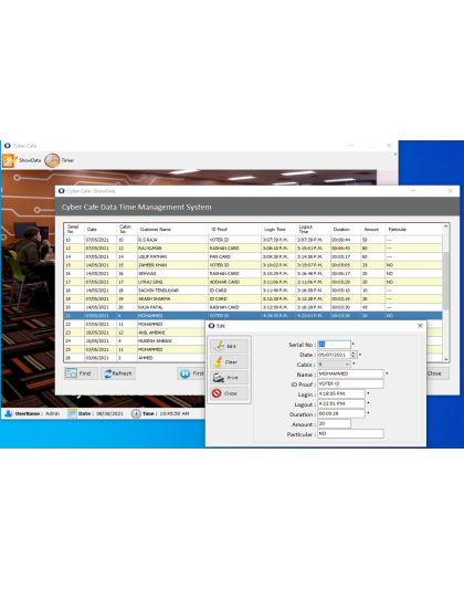 Cyber Cafe Data Time Management System