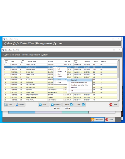 Cyber Cafe Data Time Management System