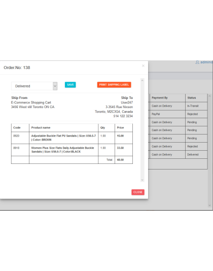 E-Commerce Shopping Cart