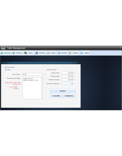 Tailor Shop Management System