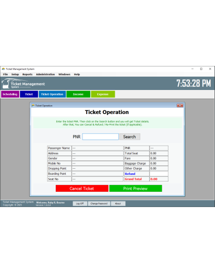 Bus/Train Ticket Management System